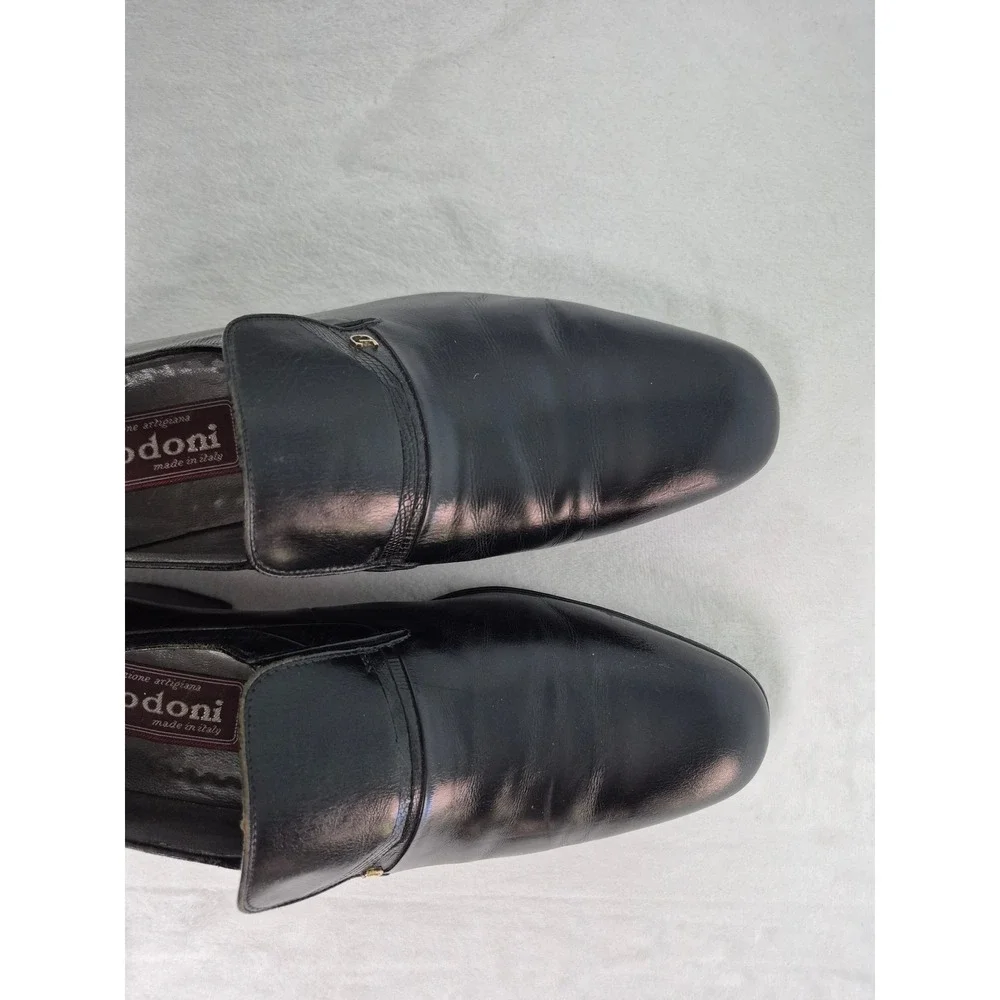 Dario Dodoni Vintage Men's 43 Black Leather Slip‑On Shoes – Made in Italy